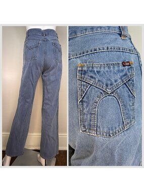 Vintage 1970s/80s Blue Jeans, High Rise, Straight Leg, Elbee Size 0, 25"x30.5"